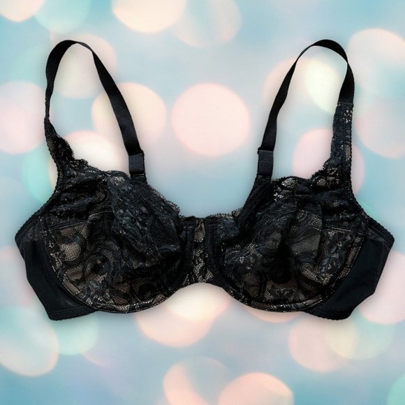 Lunaire Women’s Plus Size Black Sexy Lace Unlined Bra Size 40C - Picture 1 of 3